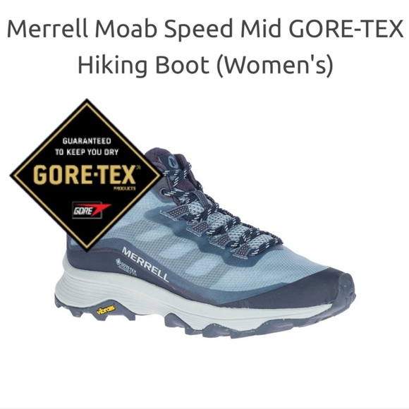 Merrell Women's Moab Speed GTX Mid Hiking Boots in Navy Size 8 - Picture 1 of 10